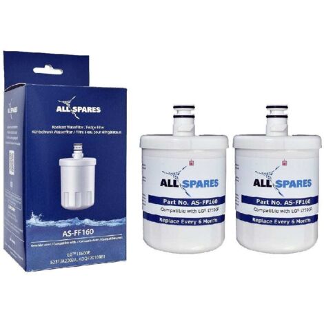 Filtro de agua AllSpares (2 unidades) para frigoríficos compatibles con LG LT500P / 5231JA2002A / ADQ72910901 / ADQ72910907