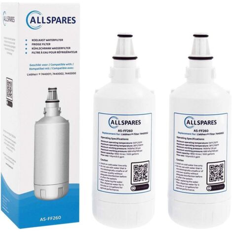 Filtro de agua AllSpares (2x) para frigorífico compatible con Liebherr 7440002