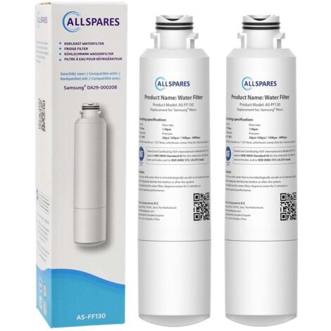 Filtro de agua AllSpares (2x) para frigorífico compatible con Samsung DA29-00020B
