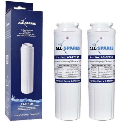 Filtro de agua AllSpares (2x) para frigorífico compatible con Whirlpool UKF8001