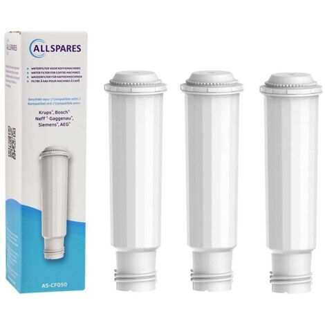 Filtro de agua AllSpares (3 uds.) apto para máquinas de espresso Krups, filtro de repuesto para Krups F088 y Bosch / Siemens TCZ6003 / TZ60003