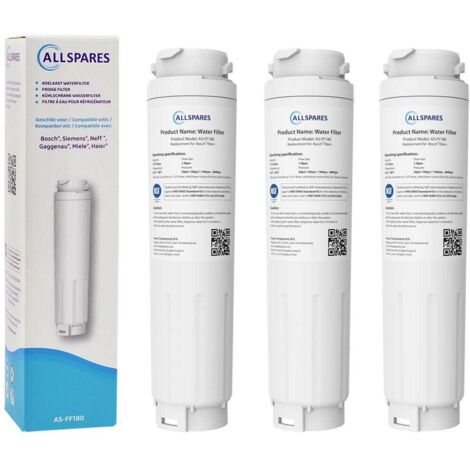 Filtro de agua AllSpares (3 unidades) para frigorífico compatible con Bosch, Siemens, Neff UltraClarity 11034151/11028820/KB1000