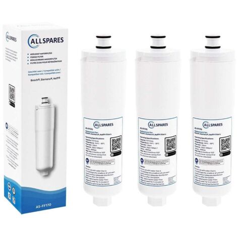 Filtro de agua AllSpares (3 unidades) para frigorífico compatible con Bosch, Siemens y Neff CS-52