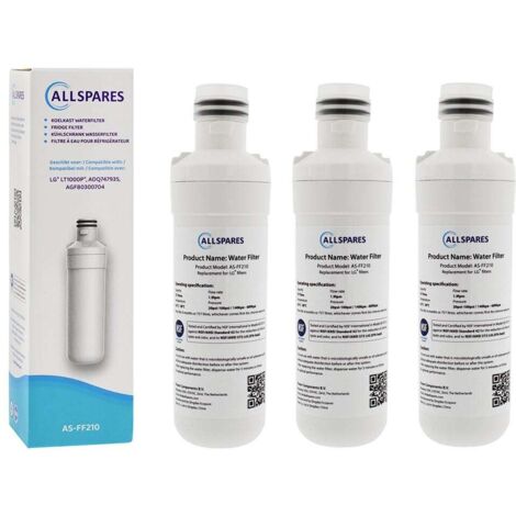 Filtro de agua AllSpares (3 unidades) para frigorífico compatible con LG LT1000P / AGF80300704 / ADQ74793501