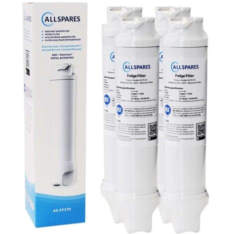Filtro de agua AllSpares (4 unidades) para frigorífico compatible con AEG-Electrolux EWF02 / 8079467042