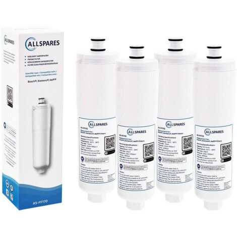 Filtro de agua AllSpares (4 unidades) para frigorífico compatible con Bosch, Siemens y Neff CS-52