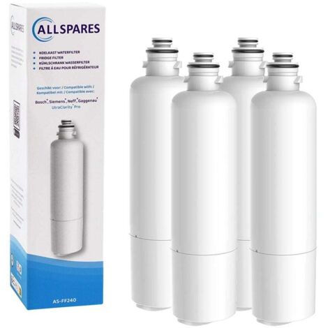 Filtro de agua AllSpares (4 unidades) para frigorífico UltraClarityPro compatible con Bosch, Siemens, Neff 11032518/KSZ50UCP