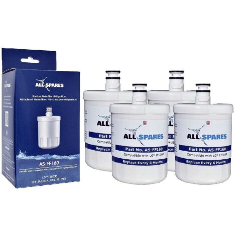 Filtro de agua AllSpares (4 unidades) para frigoríficos compatibles con LG LT500P / 5231JA2002A / ADQ72910901 / ADQ72910907