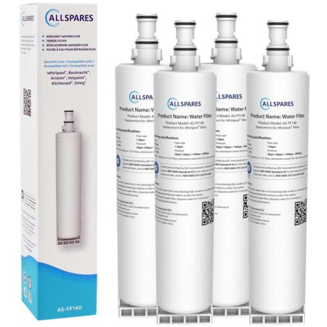 Filtro de agua AllSpares (4x) para frigorífico compatible con Whirlpool SBS002 / SBS200
