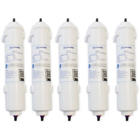 Filtro de agua AllSpares (5 uds.) para refrigeradores compatibles con Samsung DA29-10105J / HAFEX/EXP / EF-9603 / WSF-100, LG 5231JA2010B / ADQ73693903 / ADQ736939 y WPRO USC100