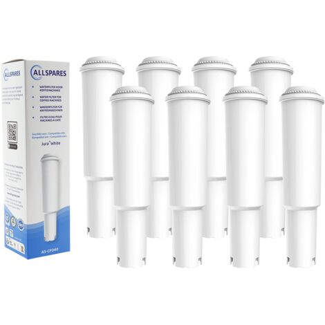 Filtro de agua AllSpares (8 unidades) apto para cafeteras JURA IMPRESSA Filtro de repuesto para JURA Blanco 60209