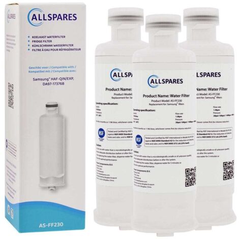 Filtro de agua AllSpares para refrigeradores (3 unidades) compatible con Samsung DA97-17376B