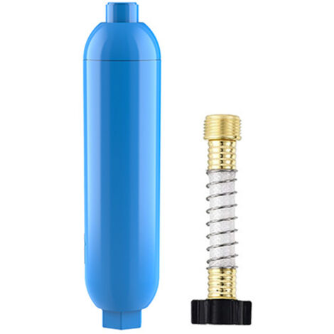 Filtro de agua en línea para autocaravanas con protección flexible para la manguera. Filtro de agua y protección para la manguera. Ideal para autocaravanas, caravanas y barcos.