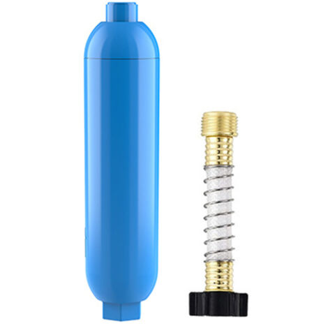 Filtro de agua en línea para autocaravanas con protección flexible para la manguera. Reduce el mal sabor, los olores, el cloro y los sedimentos. Ideal para autocaravanas, caravanas, remolques y embarc
