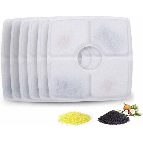 Filtro de agua para gatos, repuesto cuadrado, filtro de resina de carbón activado para bebederos de gatos, paquete de 6