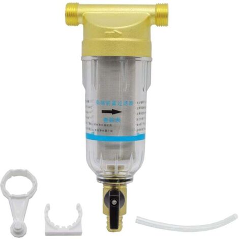 Filtro de agua reutilizable y lavable KZQ (8,5 × 8,5 × 19,5 cm): filtro de agua para grifo, purificador de agua, filtro de sedimentos centrifugado, prefiltro de sedimentos para tuberías de agua de poz