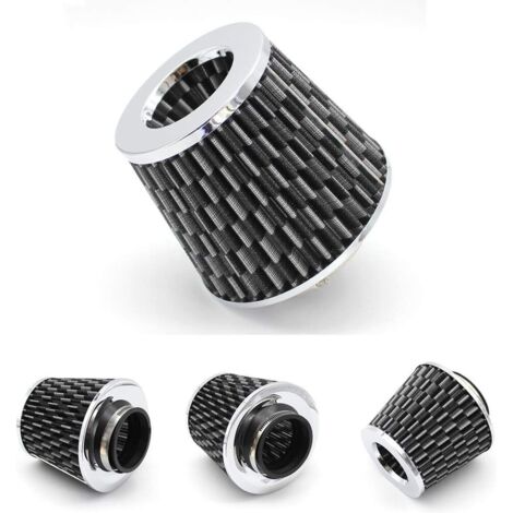 Filtro de aire cónico universal con clip para entrada de aire frío, 3 pulgadas, lavable, de alto flujo, con brida de 3 pulgadas de diámetro, color negro (1 unidad).
