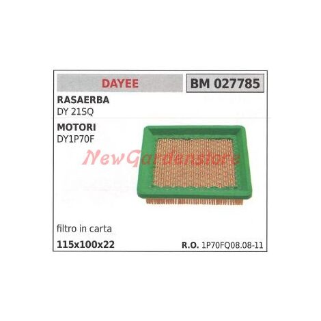 Filtro de aire de papel DAYEE para cortacésped DY 21SQ y motores DY1P70F 027785