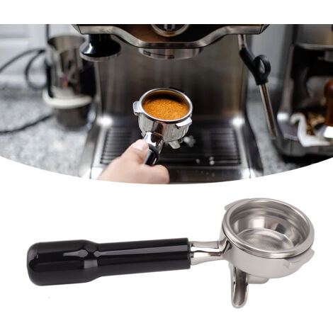 Filtro de café de acero inoxidable negro compatible con Nuova, de 58 mm, con dos compartimentos dispensadores y portafiltro extraíble.