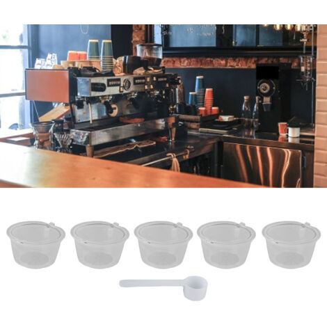 [Filtro de café recargable] Cápsula de 50 ml para máquinas Dolce Gusto – 5 unidades con cuchara medidora – ABS sin BPA y acero inoxidable 304