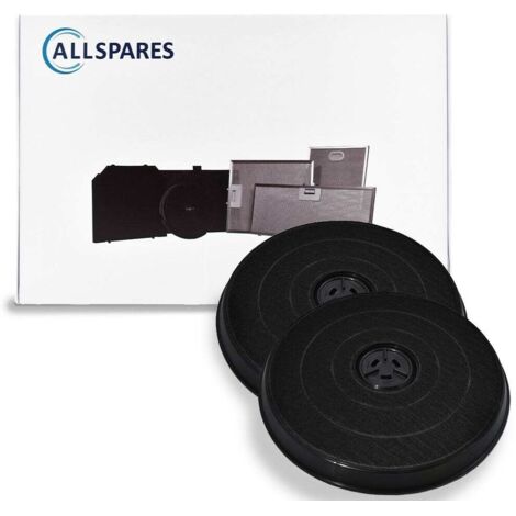 Filtro de carbón AllSpares (2 uds.) para campanas extractoras compatibles con Electrolux EFF57, E3CFF57 / Bosch Siemens 11005728, 11005734 / AEG Zanussi MCEF03, 9029800472 / Whirlpool 484000008636 (Ø2