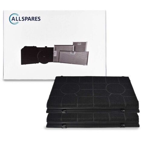 Filtro de carbón AllSpares (2x) para campanas extractoras compatibles con AEG-Electrolux Tipo 190 / Ikea CHF190, FAT190 / Whirlpool 484000008578 y Elica CFC0140055 (485x255x45mm)