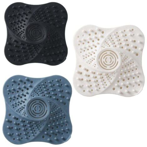 Filtro de desagüe de fregadero de TPR, 13 x 13 cm, paquete de 6 con 4 ventosas, tapón de agua para baño, colador de pelos para ducha, atrapapelos para bañera, fácil limpieza