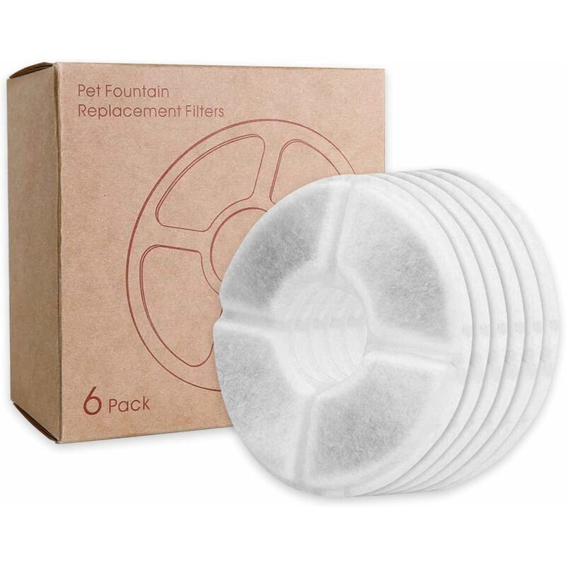 

Filtro de fuente de agua, 6 filtros de fuente de triple acción con resina de intercambio iónico, carbón activado, algodón de coco natural para fuente