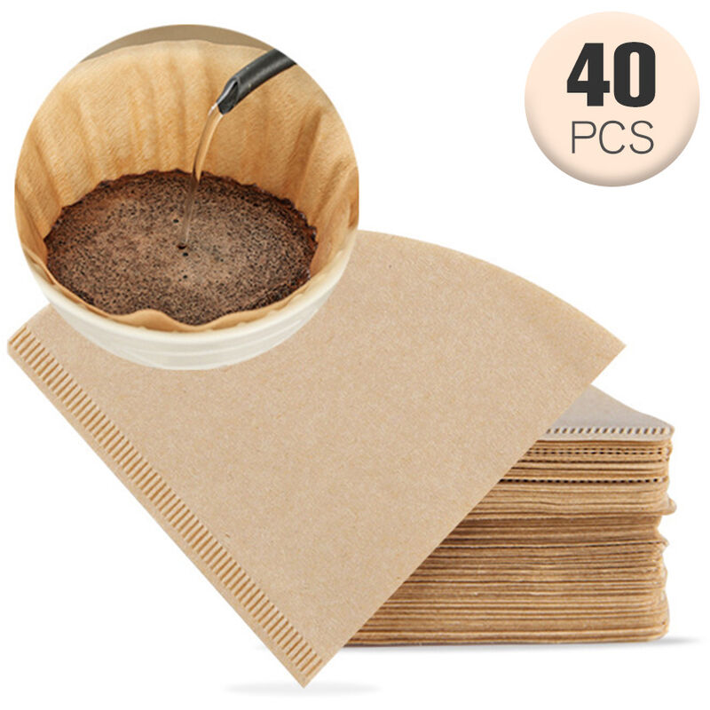 

Filtro de goteo sin blanquear, papel de cono, filtro de cafe, filtros de cafe en forma de V, papel de filtro para verter, desechable,para 2-4