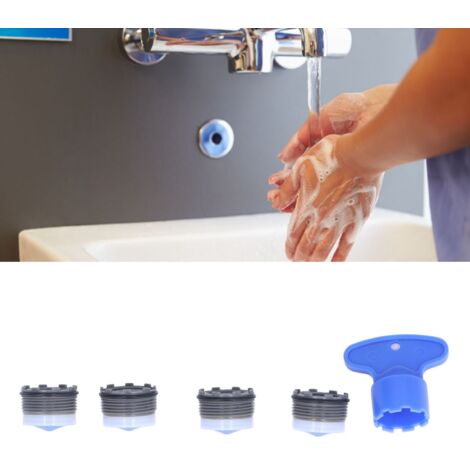 【Filtro de inserción】 Restrictor de flujo para ahorro de agua M18.5 mm / 0.73 pulgadas, paquete de 4 con llave para fregaderos de baño y cocina