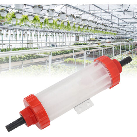 Filtro de malla de nailon en línea para agricultura: filtro transparente de alto rendimiento G1/2 (14 mm/0,6 pulgadas) para riego y pulverización 24,3 x 7,7 cm con juntas y accesorios.