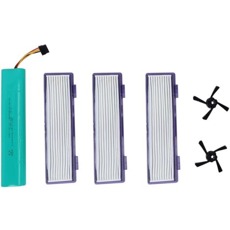 Filtro de repuesto lavable con batería de 4500 mAh para aspiradoras Neato D70e, D75, D80 y D85 – ABS, 3 filtros + cepillo lateral