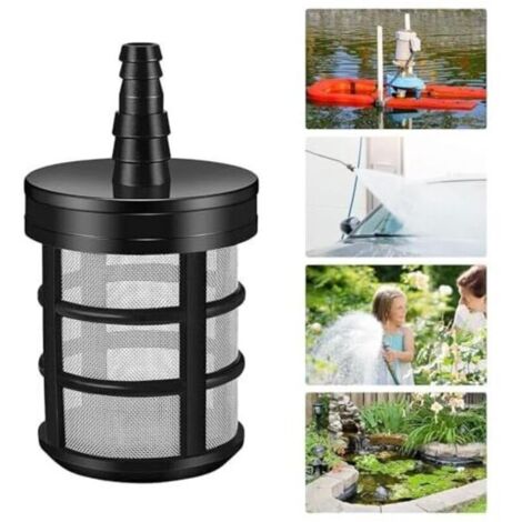 Filtro de sedimentos para jardín – 4,6 × 4,6 × 6,4 cm – colador de succión para bomba de agua autocebante – acero inoxidable