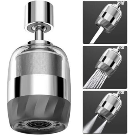 Filtro di prolunga per rubinetto da cucina a doppia filtrazione, girevole a 720°, anti-schizzo, con 3 modalità di flusso regolabili, aeratore per rubinetto riutilizzabile in acciaio inox.