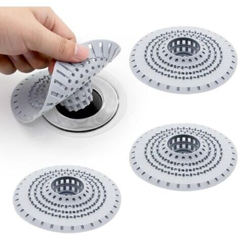 Filtro di scarico in silicone a 4 pezzi con ventosa, filtro per capelli per doccia, trappola per capelli per doccia, copertura per scarico doccia, filtro per capelli per doccia, filtro per capelli