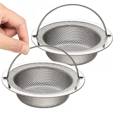 Filtro di scarico (set di 2), filtro di scarico in acciaio inossidabile con maniglia per il trasporto, diametro esterno 11 cm x altezza 2 cm