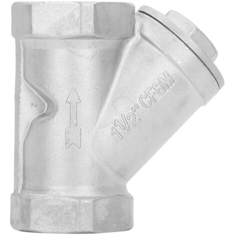 Filtro en Y DN40 fabricado en acero inoxidable con rosca de 1 1/2" para agua, aceite y gas – resistente a la corrosión
