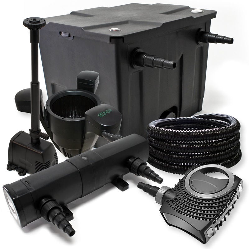 

Wiltec - Filtro estanque Juego 12000l UVC clarificador con 24W supereco 80W Bomba Skimmer fuente Bomba Jardin