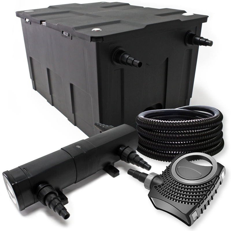 

Filtro estanque SunSun 60.000l UVC clarificador 24W 80W bomba manguera skimmer y fuente bomba jardin