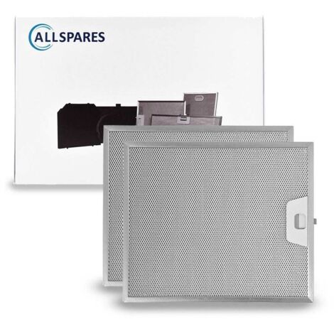 Filtro metálico AllSpares (2 unidades) para campanas extractoras compatibles con AEG-Electrolux Zanussi 50248271004 y Faber 1330071330 (300 x 253 x 7 mm)