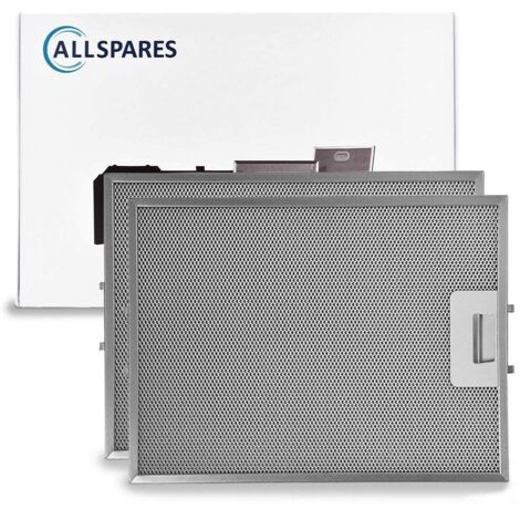 Filtro metálico AllSpares (2 unidades) para campanas extractoras compatibles con Pelgrim 88019356 / 46219 (327 x 247 mm)