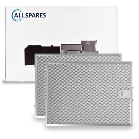 Filtro metálico AllSpares (2x) para campanas extractoras compatibles con Bosch, Siemens y Neff 00703451/703451 (358x265x8mm)