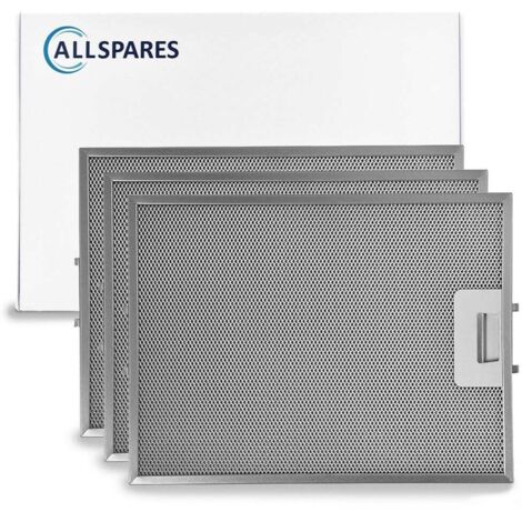 Filtro metálico AllSpares (3 unidades) para campanas extractoras compatibles con Pelgrim 88019356/46219 (327 x 247 mm)