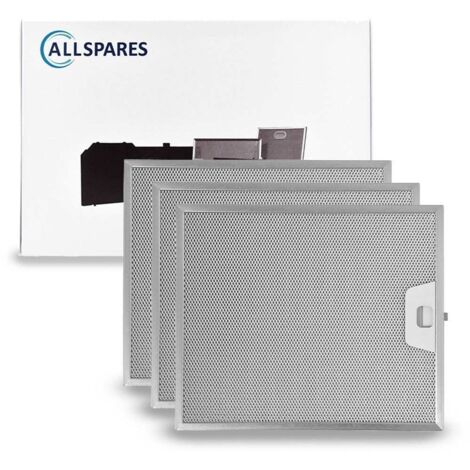 Filtro metálico AllSpares (3x) para campanas extractoras compatibles con AEG-Electrolux Zanussi 50248271004 y Faber 1330071330 (300x253x7mm)