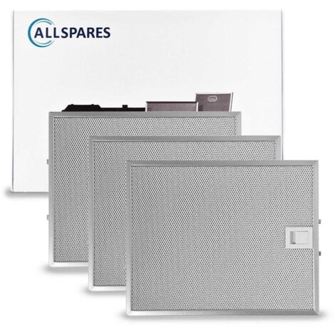 Filtro metálico AllSpares (3x) para campanas extractoras compatibles con Bosch Siemens Neff 00353110/353110 (310x250x8mm)