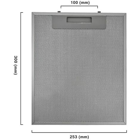 Filtro Metallico per Cappa Compatibile con Faber, Dimensioni 253x300 (mm), Performance Filter, Pratica Maniglia di Sgancio a Innesti Rinforzati - Grigio