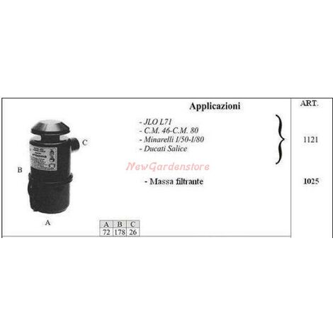 Filtro olio JLO per motocoltivatore L71 1121