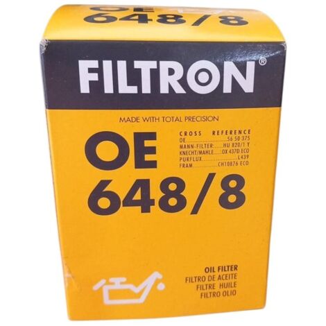 Filtro olio motore marca filtron codice filtro oe 648/8