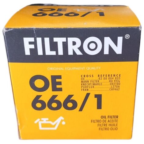 Filtro olio motore marca filtron codice filtro oe 666/1