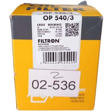 Filtro olio motore marca filtron codice filtro op 540/3